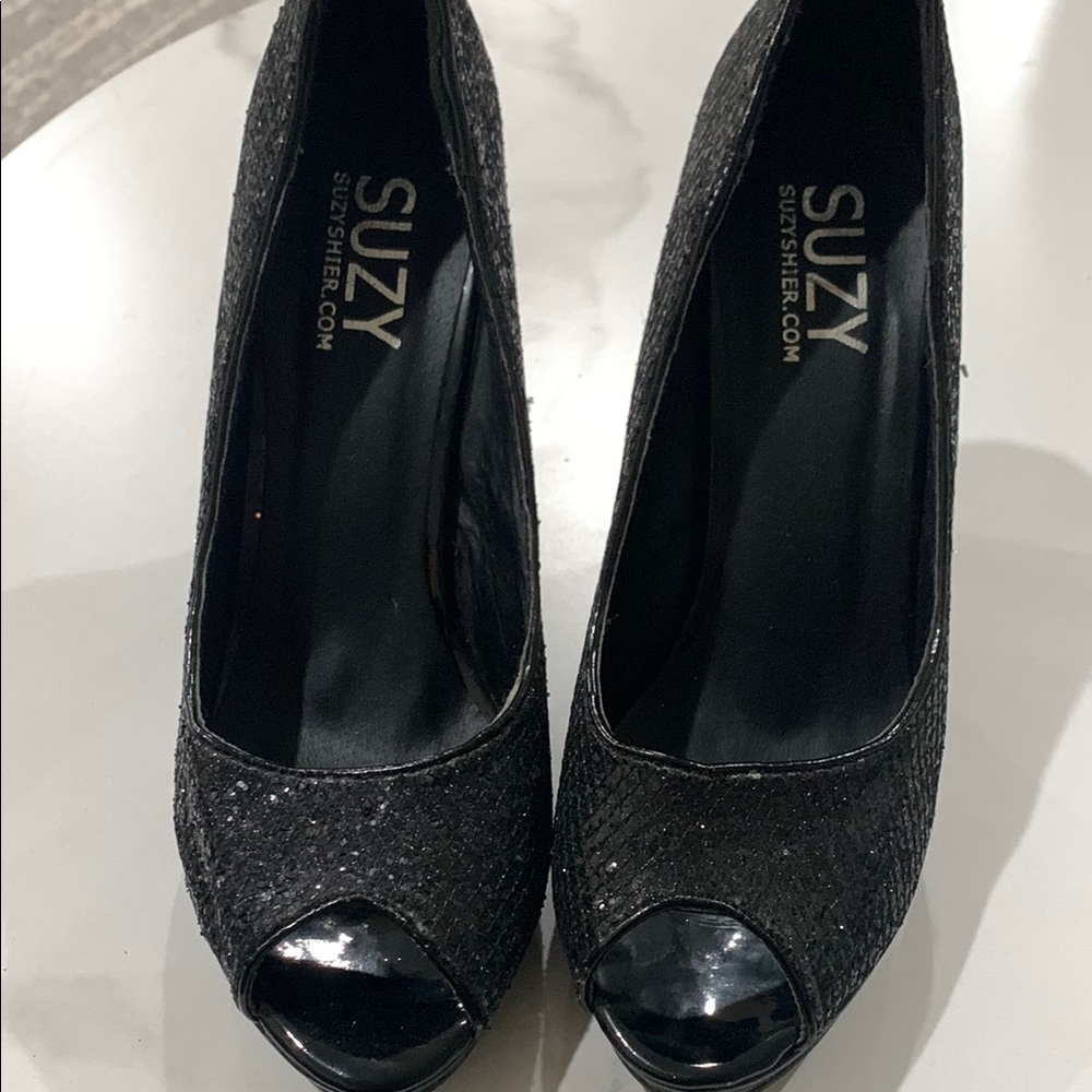 Black Peep Toe Heels